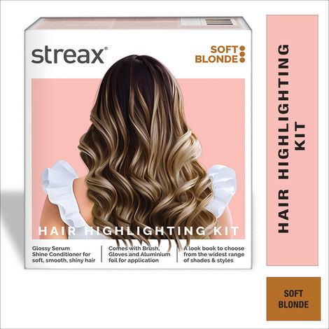 Buy Streax Hair Colour Highlight Kit | Blonde Hair Colour, Soft Blonde - Pack of 1 I Enriched with Walnut & Argan Oil I Hair Colour for Women | Rich, vibrant, Easy to use, DIY Application-Purplle