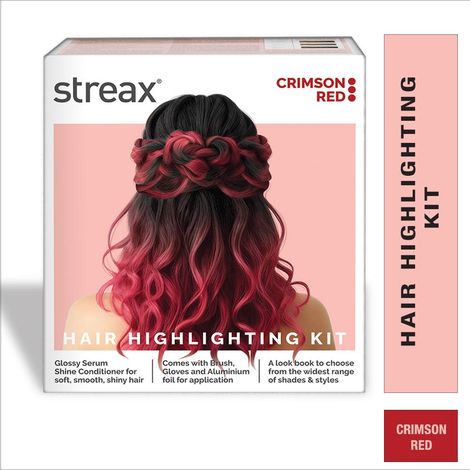 Buy Streax Hair Colour Highlight Kit | Red Hair Colour, Crimson Red, 180 gm-Purplle