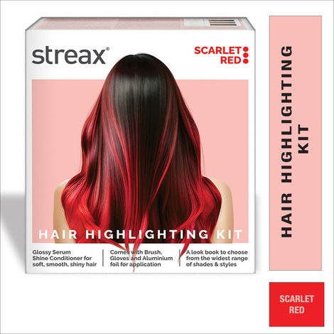 Buy Streax Hair Colour Highlight Kit | Red Hair Colour, Scarlet Red - Pack of 1 I Enriched with Walnut & Argan Oil I Hair Colour for Women | Rich, vibrant, Easy to use, DIY Application 180 gm-Purplle