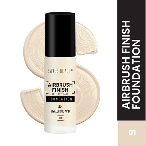 Buy Swiss Beauty Airbrush Finish Full Coverage Foundation Shell White (30 ml)-Purplle