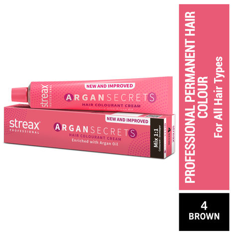 Buy Streax Professional Argan Secret Hair Colourant Cream - Brown 4 (60 gm)-Purplle