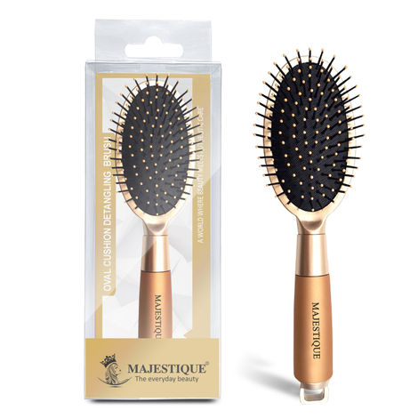 Buy Majestique Oval Detangler Hair Brush | Anti-Static Nylon Bristles | Paddle Brush for All Hair Types - 1 Pc/Golden-Purplle