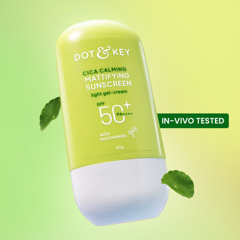 Buy Dot & Key CICA Calming Niacinamide Sunscreen with SPF 50 PA+++ | In-Vivo Tested Face Sunscreen for Oily, Acne Prone & Sensitive Skin | 50 gm-Purplle