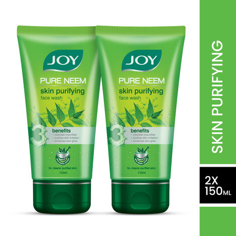Buy Joy Skin Purifying Neem Face Wash For Oily Skin | Fights Acne, Pimples & Controls Excess Oil (150 ml x 2)-Purplle