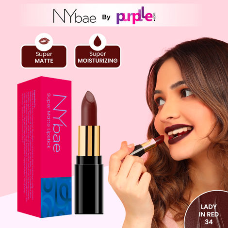 Buy NY Bae Super Matte Lipstick - Lady In Red 34 (GT)-Purplle