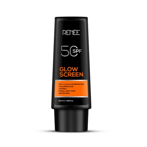 Buy RENEE Glowscreen SPF 50 Sunscreen Cream - 50ml, PA++++ UVA & UVB Protection, Hyaluronic Acid & Vitamin C Enriched, Non-Greasy, Quick Absorbing Matte Formula, No White Cast - Ultimate Skin Protection-Purplle