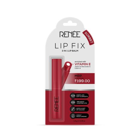 Buy RENEE Lip Fix Lip Balm 01 Sorbet, Heals, Lightens & Nourishes, Dual Core Care Enriched with Vitamin E, Shea Butter & Jojoba Oil for Dry & Chapped Dry Lips, 1.6 gm-Purplle