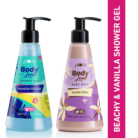 Buy Plum Beaches 'n Bakeries Shower Gel Duo - Hawaiian Rumba & Vanilla Vibes Shower Gels Combo of 2-Purplle