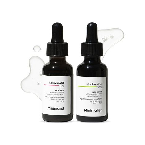 Buy Minimalist 10% Niacinamide face Serum with Matmarine + Zinc + Acetyl Glucosamine 30 ml + Minimalist 2% Salicylic Acid Face Serum For Acne Blackheads & Open Pores 30 ml-Purplle