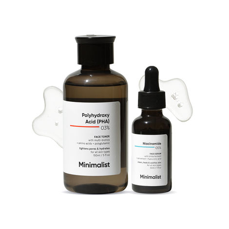 Buy Minimalist Daily Pore Care Kit For Cleansing & Minimizing Open Pores (3% PHA Face Toner 150 ml+ 5% Niacinamide Face Serum 30 ml)-Purplle