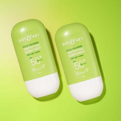 Buy Dot & Key Cica Calming Niacinamide Sunscreen SPF 50 PA+++ Duo | CICA Sunscreen Pack of 2-Purplle