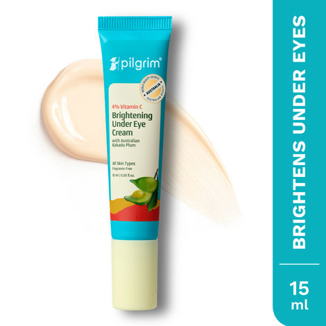 Buy Pilgrim 4% Vitamin C Brightening Under Eye Cream, 15 ml with Kakadu Plum & Caffeine, helps Reduce Dark Circles,Puffiness, Wrinkles & Pigmentation, For All Skin Types-Purplle