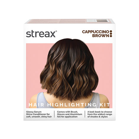 Buy Streax Ultralights Hair Colour Highlight Kit | Brown Hair Colour, Cappuccino Brown - Pack of 1 I Enriched with Walnut & Argan Oil I Hair Colour for Women | Rich, vibrant, Easy to use, DIY Application,220 gm-Purplle