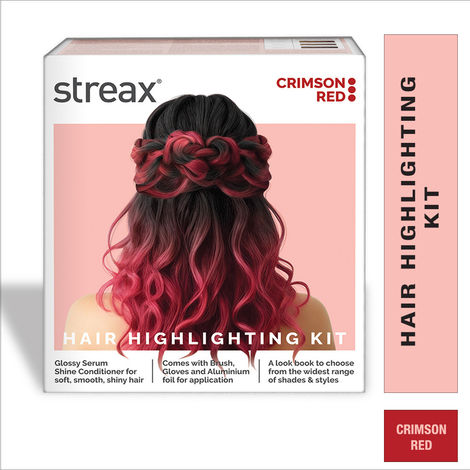 Buy Streax Ultralights Hair Colour Highlight Kit | Red Hair Colour, Crimson Red - Pack of 1 I Enriched with Walnut & Argan Oil I Hair Colour for Women | Rich, vibrant, Easy to use, DIY Application, 220 gm-Purplle