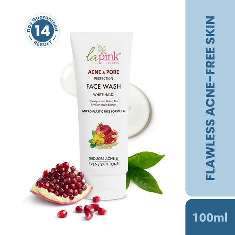 Buy La Pink Acne & Pore Perfection Face Wash with White Haldi & Green Tea, For Acne Reduction & Even Skin Tone, 100% Microplastic Free & 100% Soap Free Formula 100 ml-Purplle