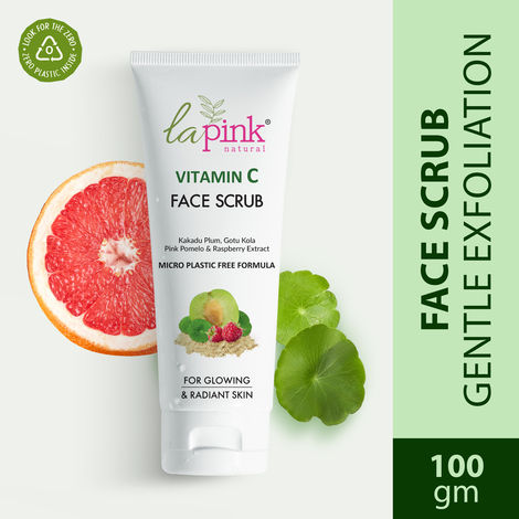 Buy La Pink Vitamin C Face Scrub with White Haldi & Gotu Kola, Gentle Exfoliation, Skin Brightening, 100% Microplastic Free Formula 100 ml-Purplle