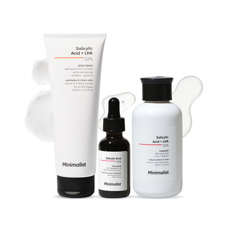 Buy Minimalist Salicylic Acid Routine for Acne free Skin (Body wash 200ml + Cleanser 100ml+ Serum 30 ml)  -Purplle