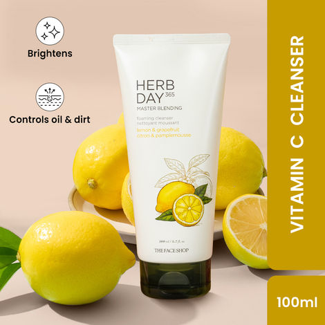 Buy The Face Shop Herb Day 365 Lemon & Grapefruit Face Wash With Vitamin C & Glycolic Acid For Brighter And Glowing Skin | Made in Korea | 100 ml-Purplle