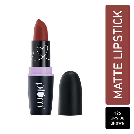 Buy Plum Matterrific Lipstick | Highly Pigmented | Nourishing & Non-Drying |Upside Brown - 126 4.2 ml(Chocolate Brown)-Purplle