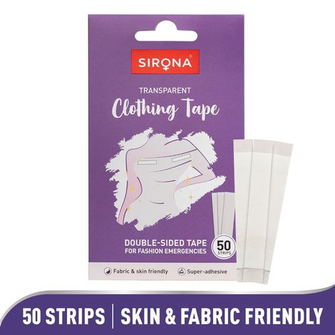 Buy Sirona Women Fashion Tape Double Stick Strips a€“ 50 Strips | For Clothing & Body, Strong and Clear Tape for All Skin Tones and Fabric | Transparent | Bra Tape Strips-Purplle