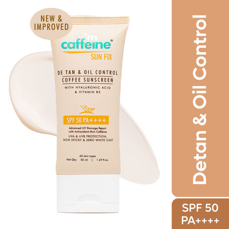 Buy mCaffeine De Tan Oil Control Coffee Sunscreen SPF 50 PA++ With Hyaluronic Acid & Vitamin B3 (50 ml)-Purplle