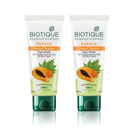 Buy Biotique Papaya Deep Cleanse Face Wash (100 ml) Pack of 2-Purplle