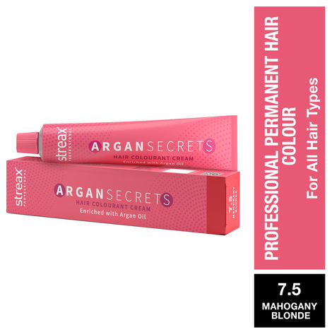 Buy Streax Professional Argan Secret Hair Colourant Cream - Mahogany Blonde 7.5 (60 gm)-Purplle