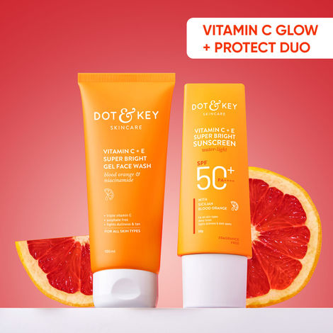 Buy Dot & Key Skin Glowing & Sun Protect Duo - 150 gm | Face Wash & Face Sunscreen-Purplle