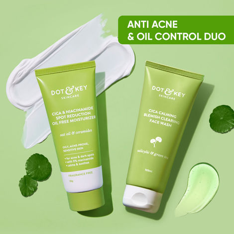 Buy Dot & Key CICA Anti Acne & Oil Control Duo - 150 gm | Face Wash & Face Cream-Purplle