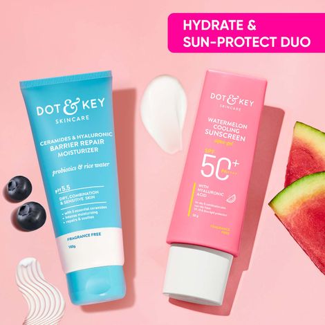 Buy Dot & Key Hydrate & Sun Protect Skin Care Duo -150 gm | Face Cream & Face Sunscreen-Purplle