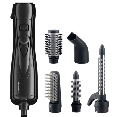 Buy Havells HC4085 - Air Care Styler, Pre-Styling Half Brush and Drying Nozzle, Styling Curlers, Smoothening Roller Brush, Suitable for all Hair Types (Black) - 1 Pc-Purplle