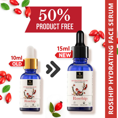 Buy Good Vibes Rosehip Hydrating Glow Face Serum | Free 50% Product Extra | Light, Non-Sticky, Brightening | With Vitamin E | No Parabens, No Sulphates, No Animal Testing (15 ml)-Purplle