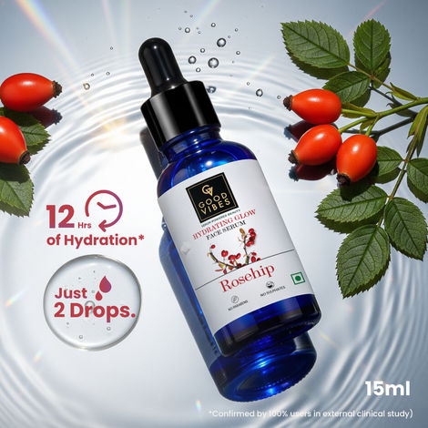 Buy Good Vibes Rosehip Hydrating Glow Face Serum | Free 50% Product Extra | Light, Non-Sticky, Brightening | With Vitamin E | No Parabens, No Sulphates, No Animal Testing (15 ml)-Purplle