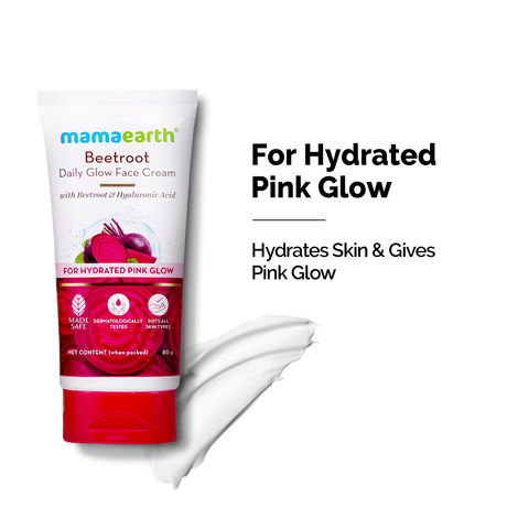Buy Mamaearth Beetroot Daily Glow Face Cream With Beetroot & Hyaluronic Acid - 80 gm | Gives Hydrated Pink Glow | Gives Instant Brightening Effect | Lightweight & Non-Greasy | Natural Glow | For All Skin Types-Purplle