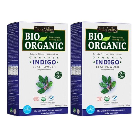 Buy Indus Valley Organic Indigo Powder Henna, Indigofera Tinctoria For Hair Color & Hair Care (200 g) - Pack of 2-Purplle