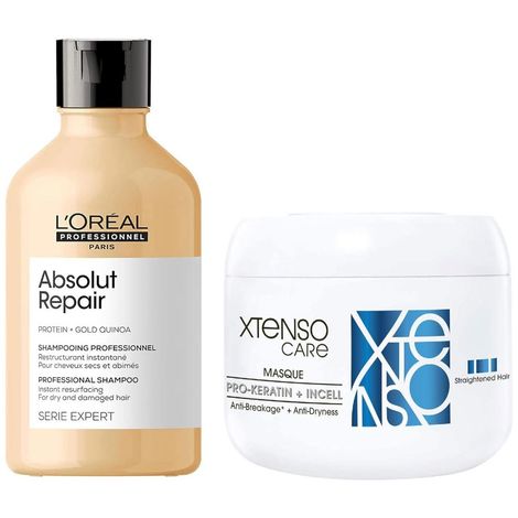 Buy L'Oreal Professionnel Serie Expert Absolut Repair Shampoo + Xtenso Care Mask (300 ml + 250 gm)-Purplle