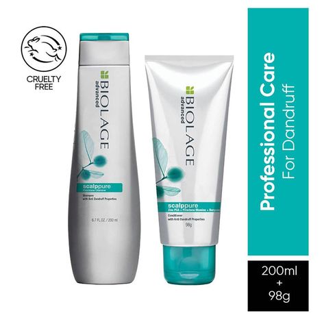 Buy Biolage Professional Scalppure Anti-Dandruff Shampoo & Conditioner Combo, Removes Visible Flakes from 1st Use, With Bergamot, Cruelty-Free,200 ml + 98 gm-Purplle