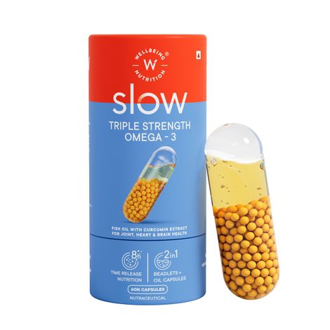 Buy Wellbeing Nutrition Slow | Triple Strength omega-3 (60 Capsules)-Purplle