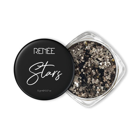 Buy RENEE Stars Face & Body Glitter - Metallic Silver 5 gm- Safe, Skin Friendly, Cruelty Free, Light-reflecting Sparkle, Long Lasting, Lightweight Makeup Look, Easy To Apply & Remove-Purplle