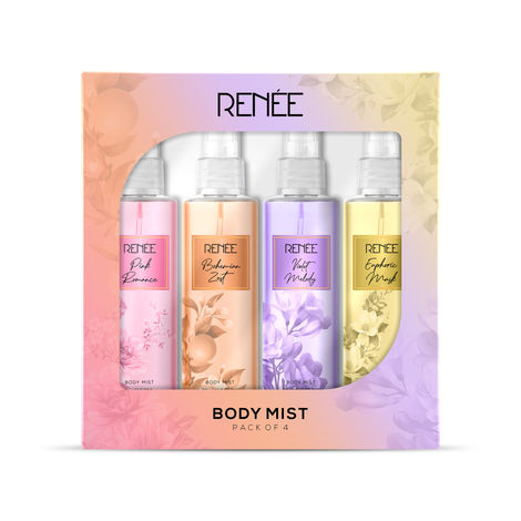 Buy RENEE Body Mist Pack of 4, Combo of Bohemian Zest Body Mist,Euphoric Musk Body Mist, Pink Romance & Violet Melody Body Mist 20 Ml Each-Purplle