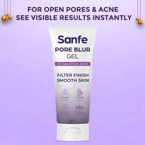 Buy Sanfe Pore Blur Gel | 2% Salicylic Acid and Hyaluronic Acid | Blurs Pores, Wrinkles & Fine Lines, Hydrating and Lightweight l Treats Acne, Prevents Breakouts, 20 gm-Purplle