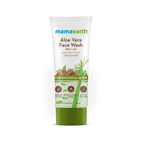 Buy Mamaearth Aloe Vera Face Wash with Aloe Vera & Ashwagandha for a Youthful Glow - 100 ml-Purplle