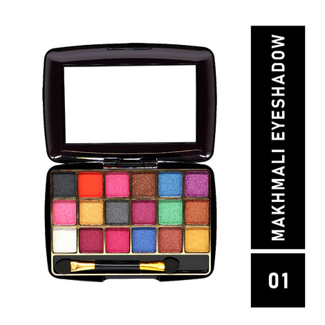 Buy Half N Half 18 Colours Makhmali Eyeshadow with Brush in Palette, Flawless Shades, Easy to Blend, Waterproof Durable Highly Pigmented Eye Makeup Set Gift for Women, Multicolour-01 (12.8gm)-Purplle
