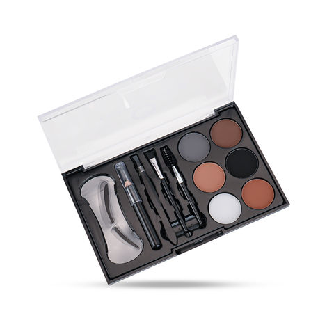 Buy Colors Queen Eyebrow Styling Kit with 5 Highly Pi gmented Shades and 1 Wax, Spoolie, Eyebrow Pencil, Eyebrow Stencil, Hair Plucker & Angular Brush - 15 gm-Purplle