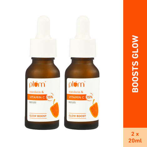 Buy Plum Mandarin & Vitamin C Serum Glow Boost Serum Duo | Dermat-Tested | Boosts Glow | Reduces Dark Spots & Pigmentation | Lightweight & Quick-absorbing | ( Pack of 2)-Purplle