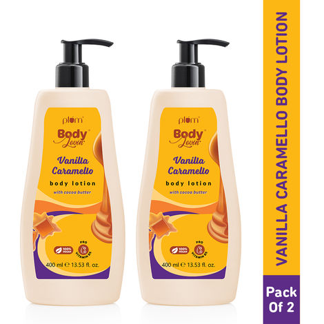 Buy Plum BodyLovin' Vanilla Caramello Body Lotion Duo | Cocoa Butter & Vitamin B5 For Moisturized & Glowing Skin | Non-Greasy | For Dry to Very Dry Skin | Warm & Cozy Vanilla Scent | Pack of 2-Purplle