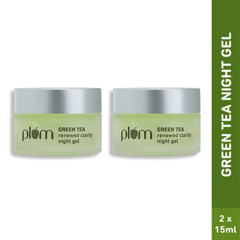 Buy Plum Green Tea Renewed Clarity Night Gel Mini| Overnight Hydration Duo | With Green Tea & Glycolic Acid | Fights Acne | For Clear Skin | Calms & Soothes | Controls Excess Oil | Pack of 2-Purplle