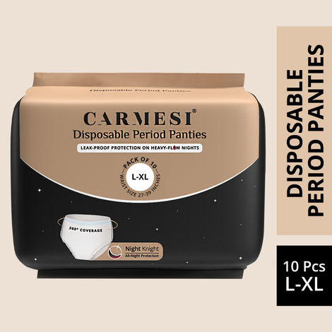 Buy Carmesi Disposable Period Panties (L-XL) | 360° Protection for Super Heavy Flow | No Leakage, No Rashes, No Discomfort | All Night Protection | Ultra Absorbent Core | 10 Pcs-Purplle