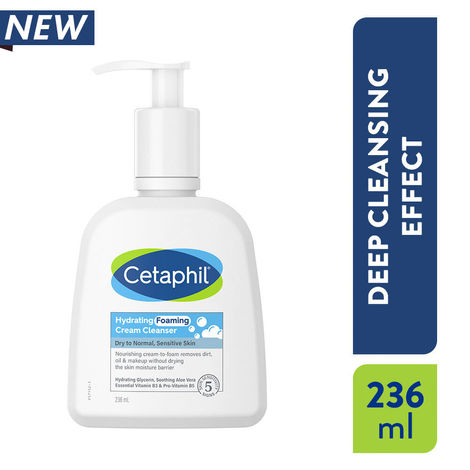 Buy Cetaphil Hydrating Foaming Cream Cleanser 236 ml | Face Wash for Dry, Normal & Sensitive Skin-Purplle
