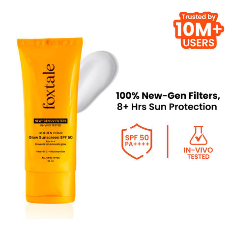 Buy Foxtale Glow Sunscreen with Vitamin C & Niacinamide SPF 50 PA++++, In-Vivo Tested, for Dewy Glow 50 ml-Purplle